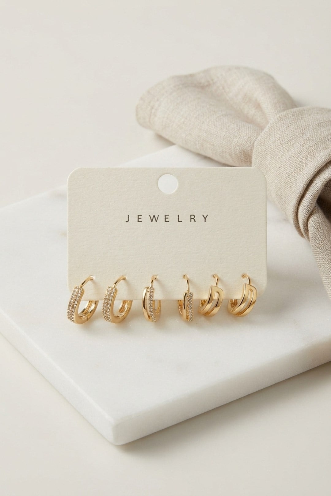 Gold Renk Halka Model 6lı Küpe Seti