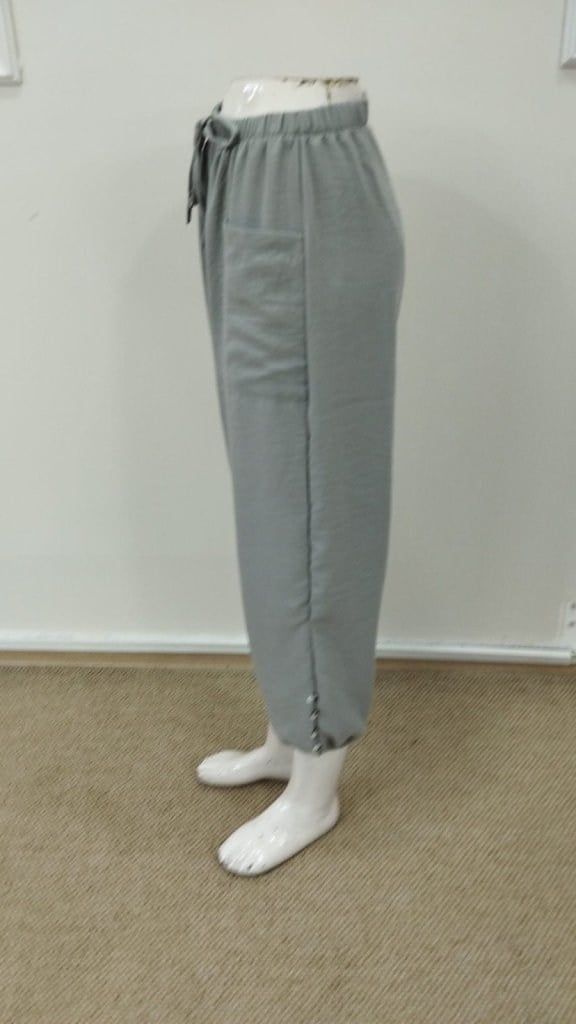Kadın Beli Lastikli Bağcıklı Düğme Detaylı Pantolon