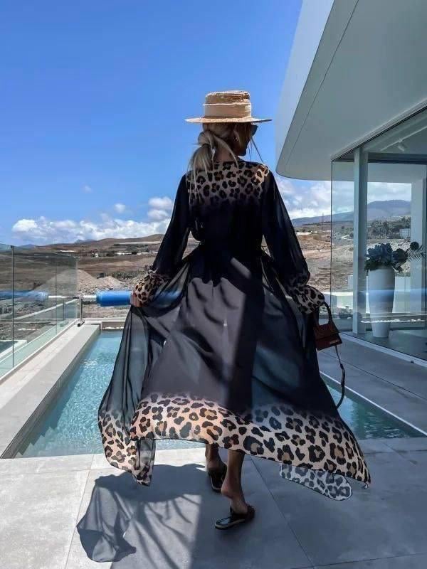 Kadın Leopar Detay şifon Pareo