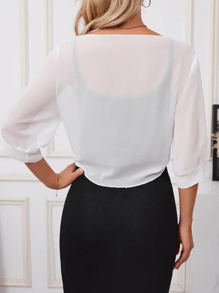 Kadın Truvakar Kol önden Bağlamalı Kısa şifon Bolero Ceket