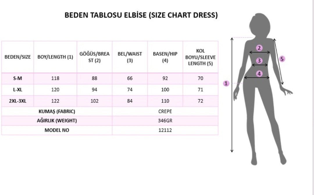 Kadın Uzun Kollu Kolları Desenli Yandan Yırtmaçlı Ve Belden Kuşaklı Midi Janjan Krep Elbise