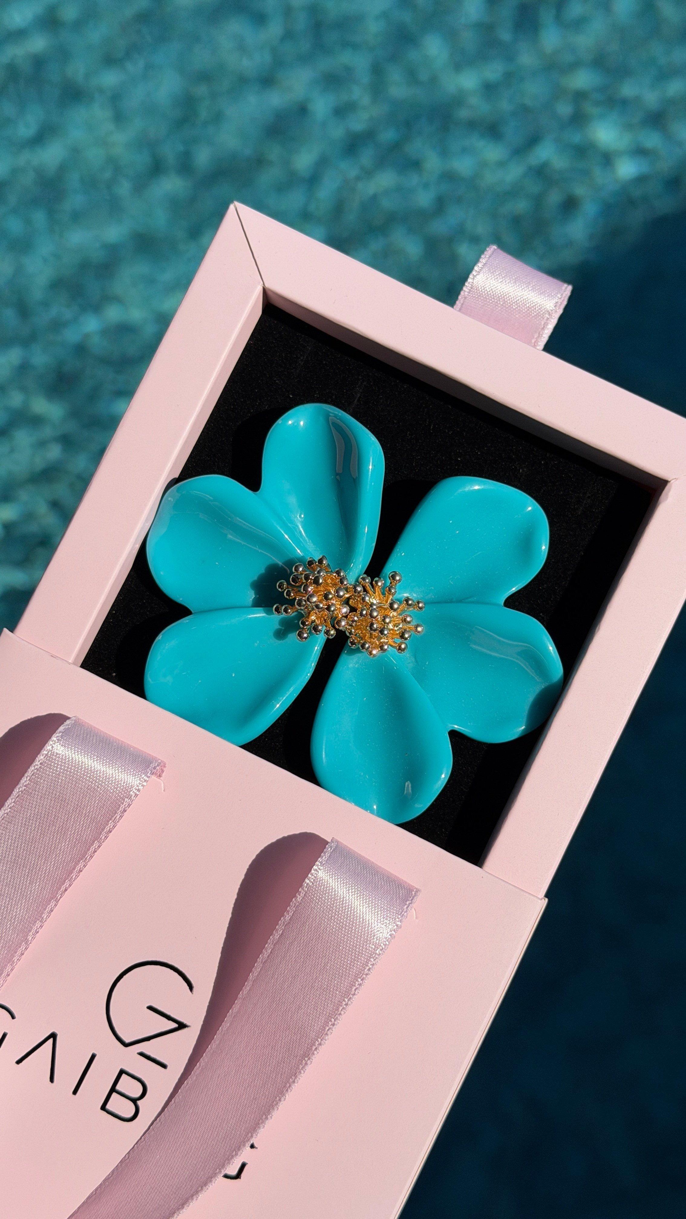Çiçek Küpe Mavi (7cm)