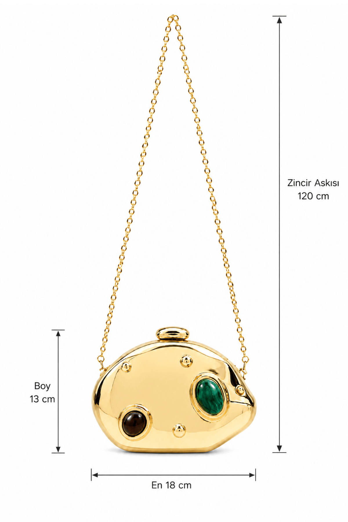 Nova Gold Kadın Sedef Detaylı Asimetrik Hardcase Çanta | Clutch