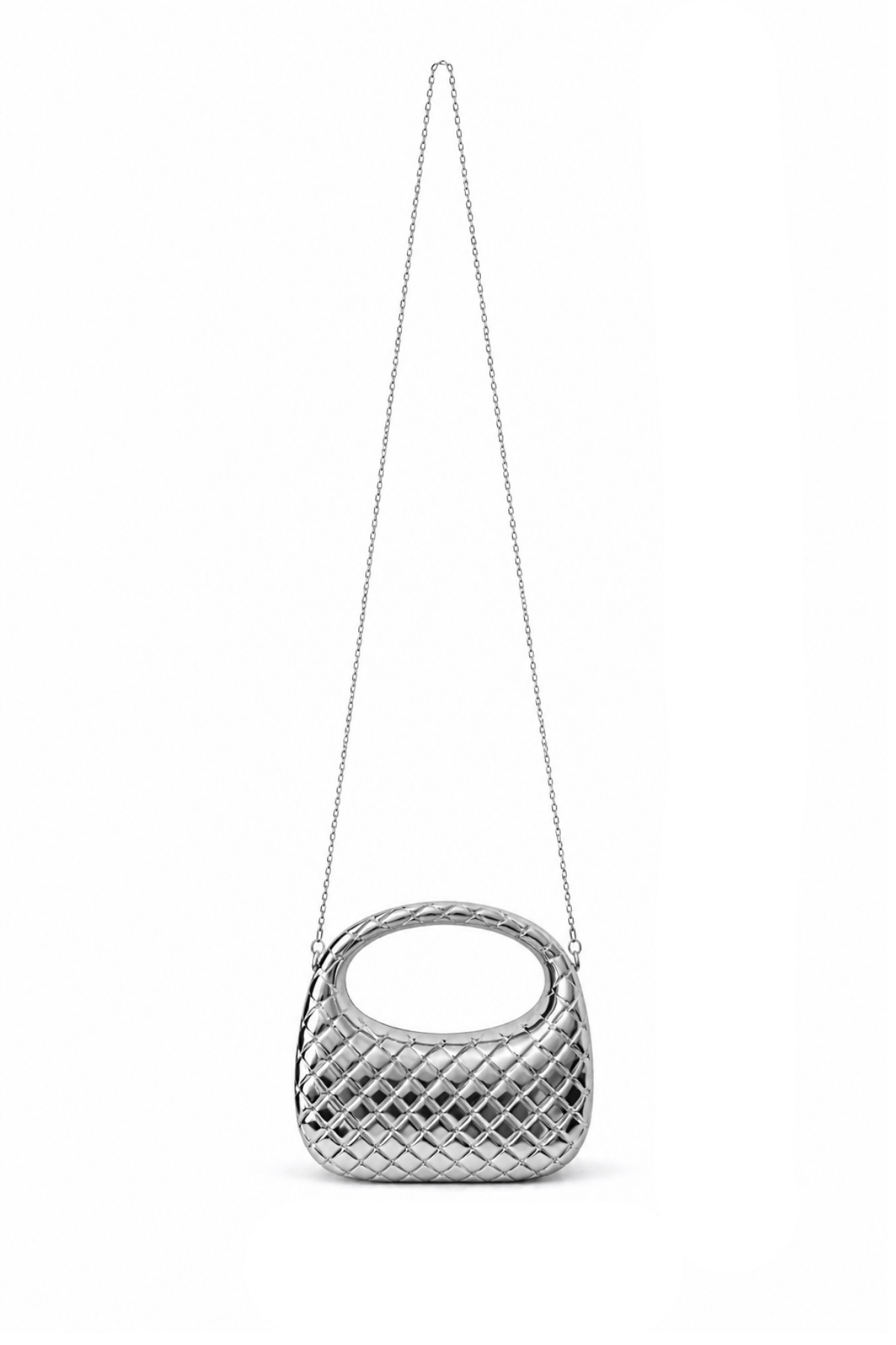 Weave Örgü Dokulu Silver Zincir Askılı Çanta