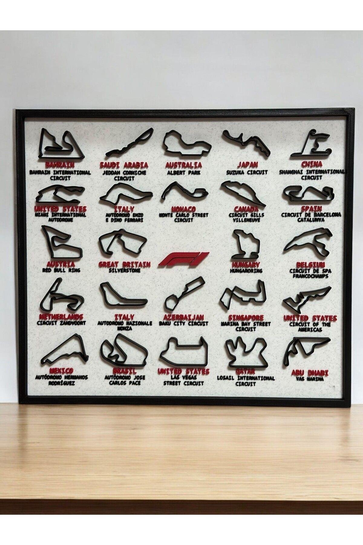 Formula1(F1) Hediyelik Set(Formula1(F1) Yarış Pistleri Tablosu,F1 Telefon Standı , F1 Yazısı Standı)