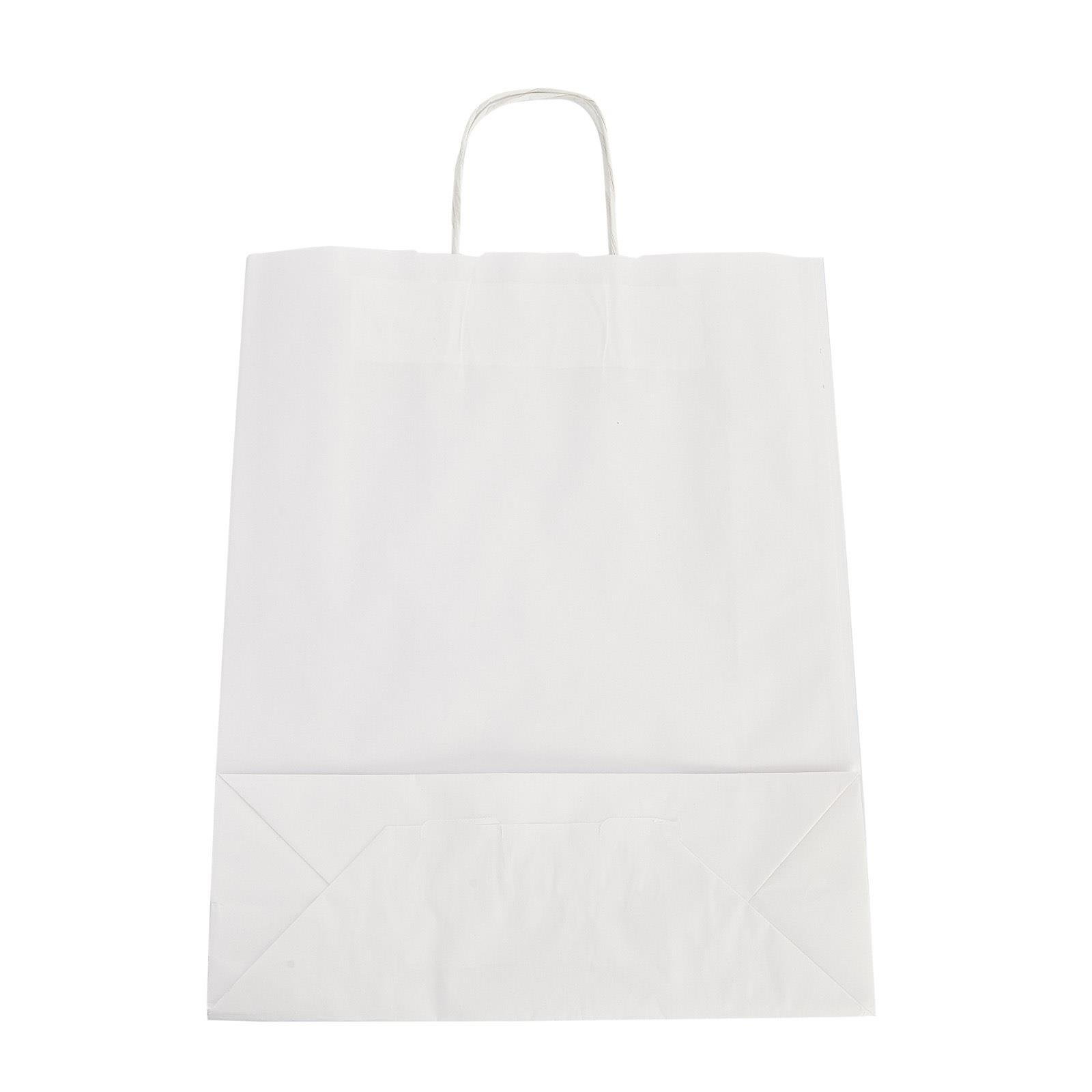 Burgu Saplı Beyaz Kağıt Çanta 32x12x41 25 Adet
