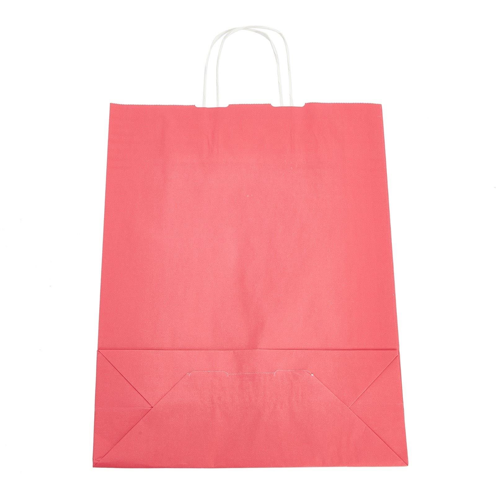 Burgu Saplı Kırmızı Kağıt Çanta 32x12x41 25 Adet