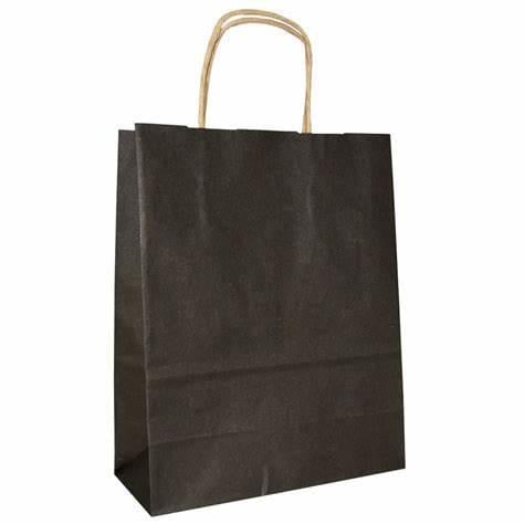 Burgu Saplı Siyah Kağıt Çanta 25x12x31 25 Adet