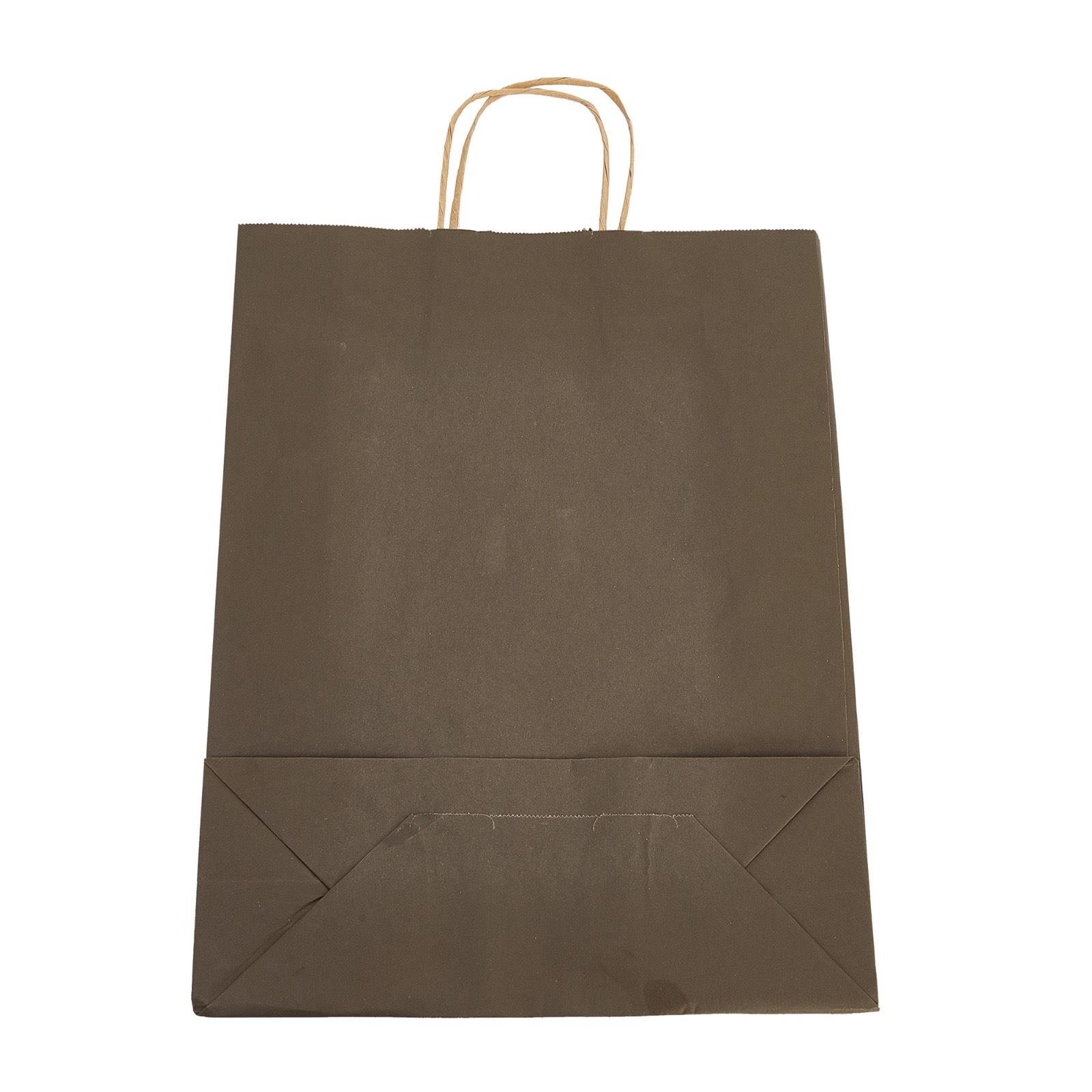 Burgu Saplı Siyah Kağıt Çanta 32x12x41 25 Adet