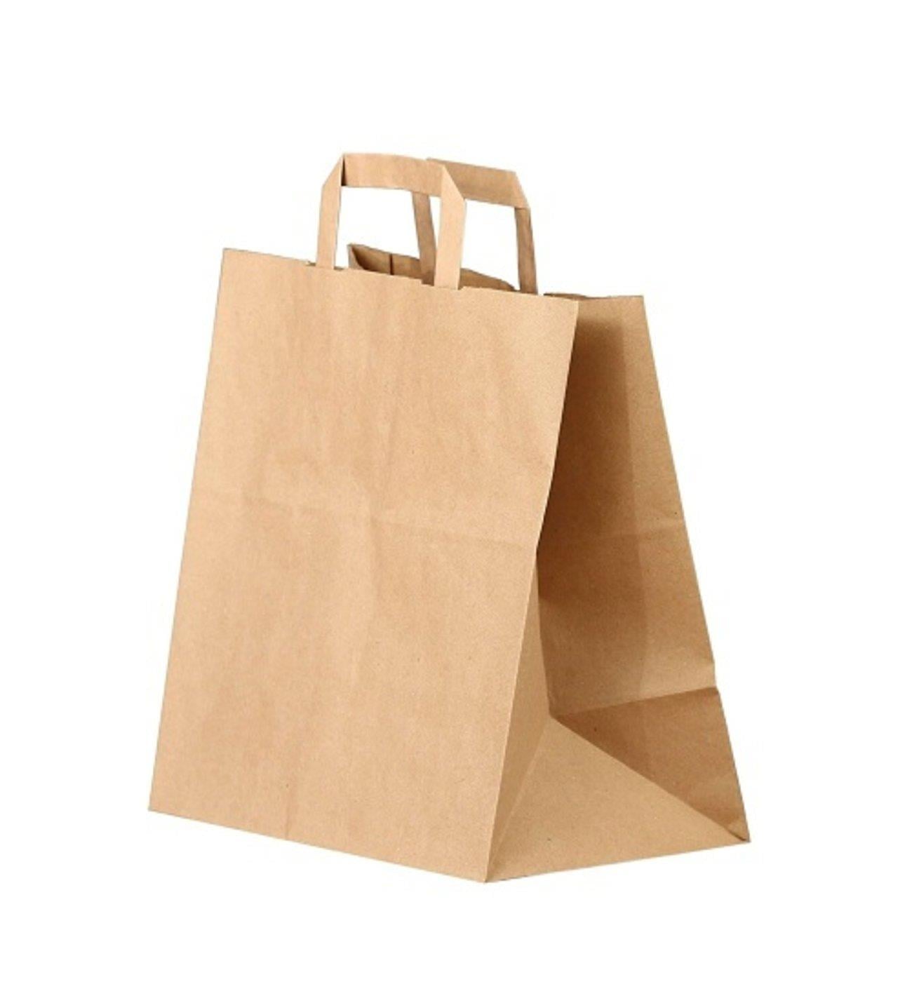 Flat Saplı Kraft Kağıt Çanta 27x16x29 50 Adet
