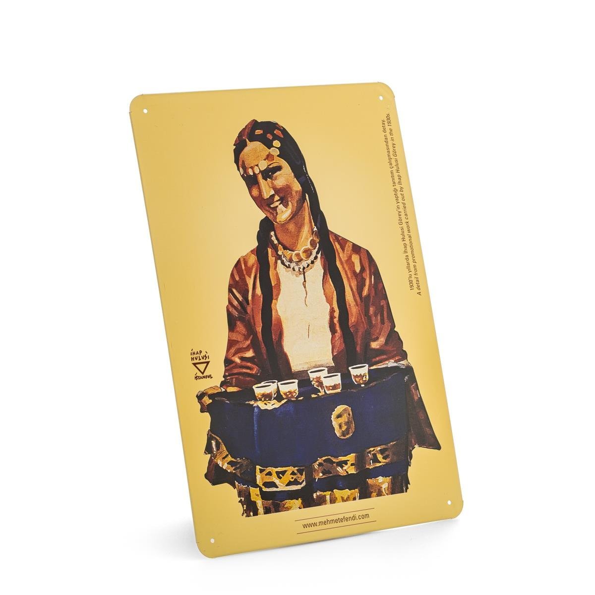 Retro Koleksiyon  Metal Levha 'Kahve Sunan Kadın'