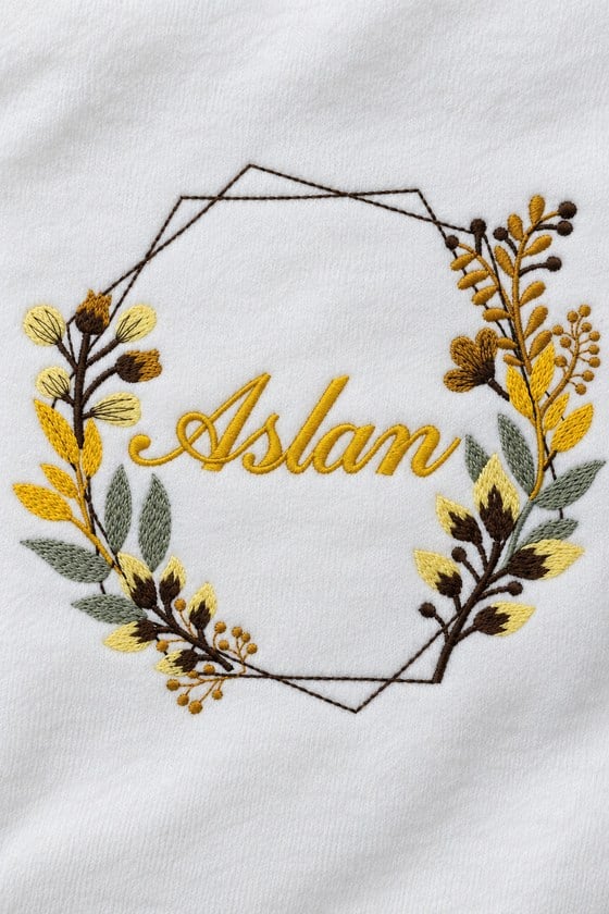 Kişiye Özel İsimli Sarı Botanik Nakışlı Pamuk Bebek Battaniyesi – 85 × 95 cm