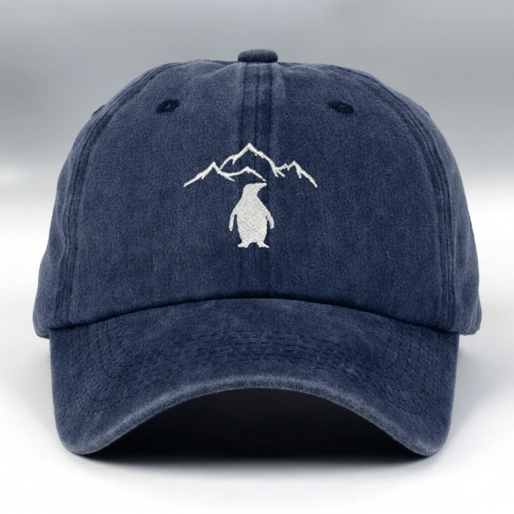 Kişiye Özel Nakışlı Eskitme Şapka Nihilist Penguen 