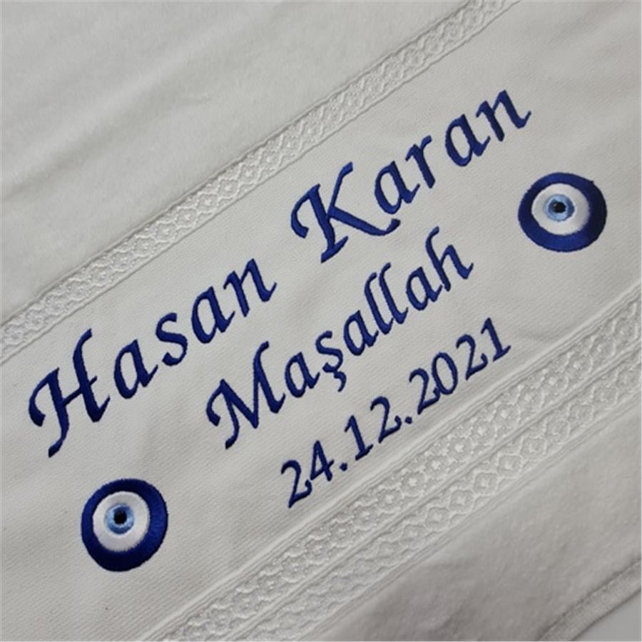 Nazar Boncuklu Maşallah Havlu 50x90 Beyaz