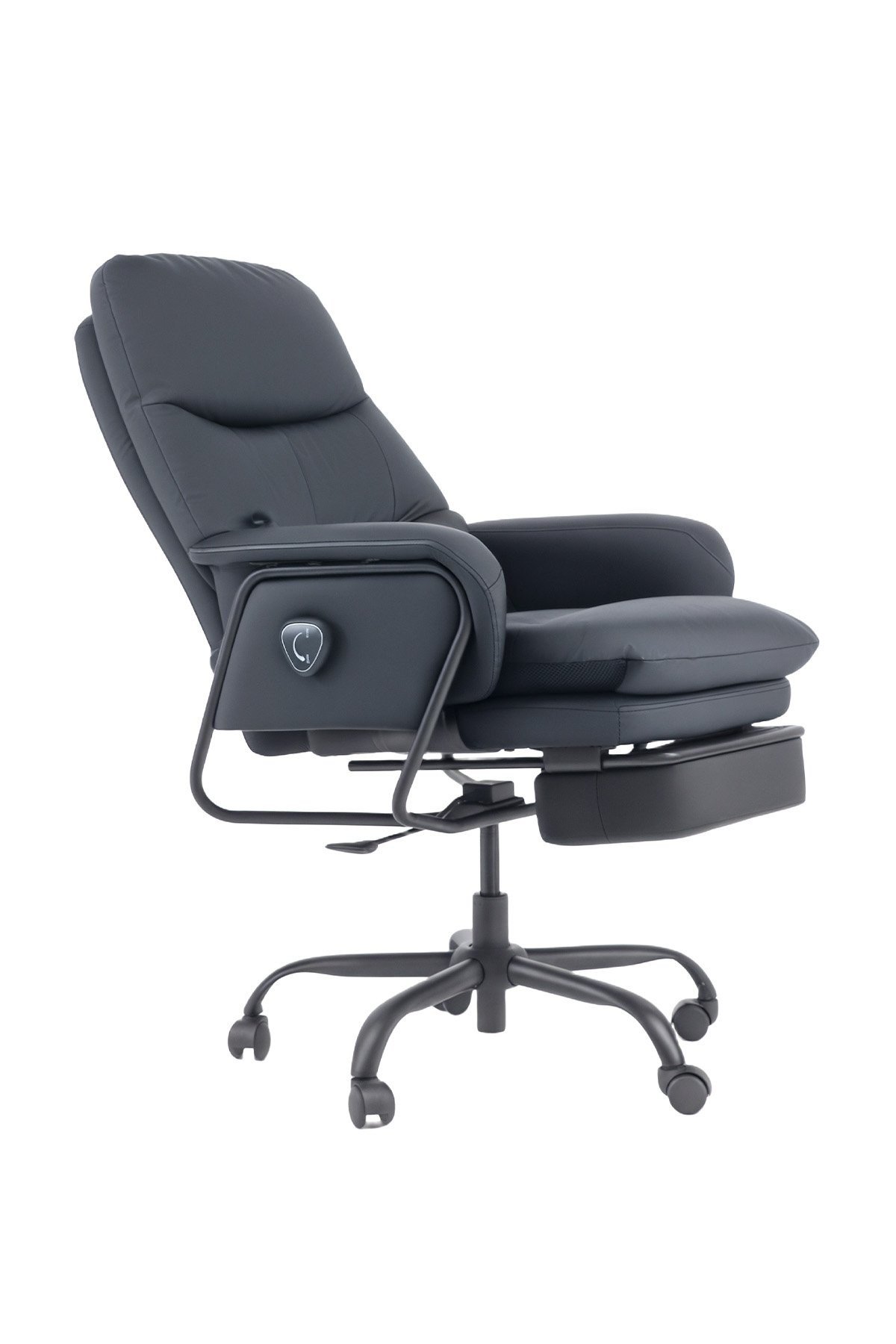 Serene Ayak Uzatmalı Ergonomik Yönetici Ofis Koltuğu - Siyah Deri