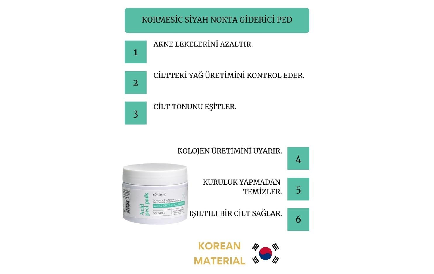 JEJUDO Akneli, Gözenekli, Siyah Noktalı ciltler için %2 Salisik asit %30 Glikolik asit içeren 50 adet Ped