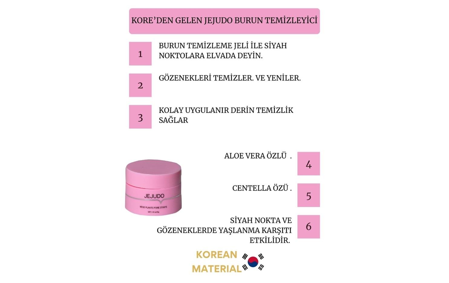 JEJUDO Burun Temizleme Macunu, Burun Bandı, Gözenek Giderici 60 Kullanımlık Maske 30 Gr/60 Strips