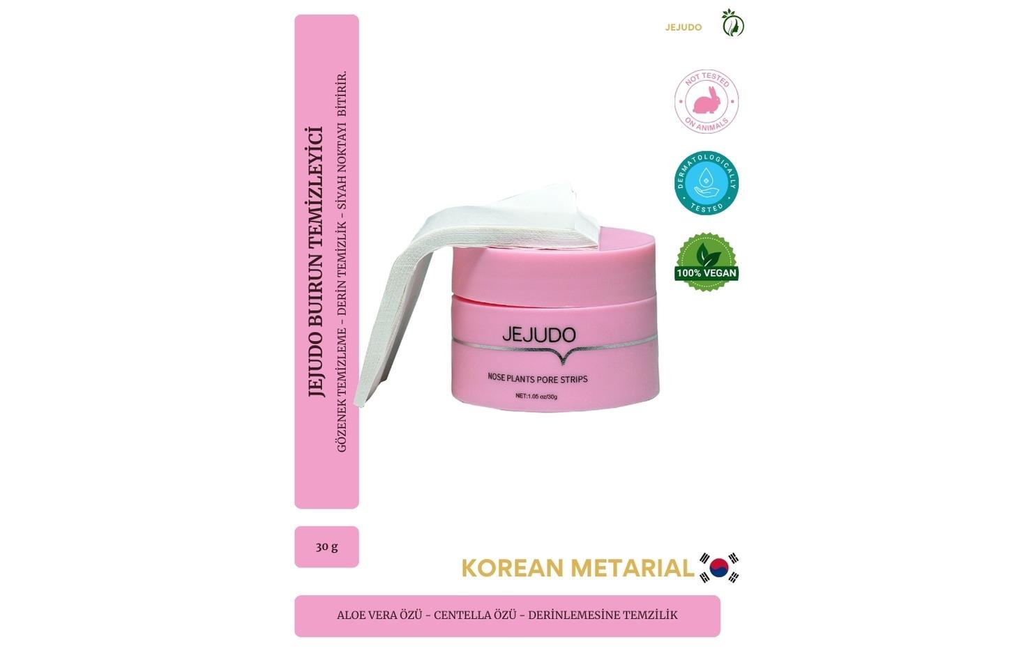 JEJUDO Burun Temizleme Macunu, Burun Bandı, Gözenek Giderici 60 Kullanımlık Maske 30 Gr/60 Strips