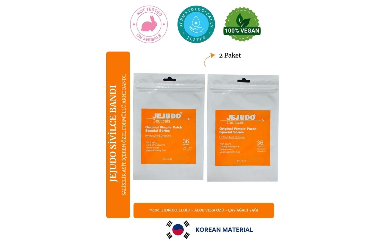 JEJUDO Ceuticals Original Pimple Patch 2x36 Patch Akne Ve Sivilce Bandı