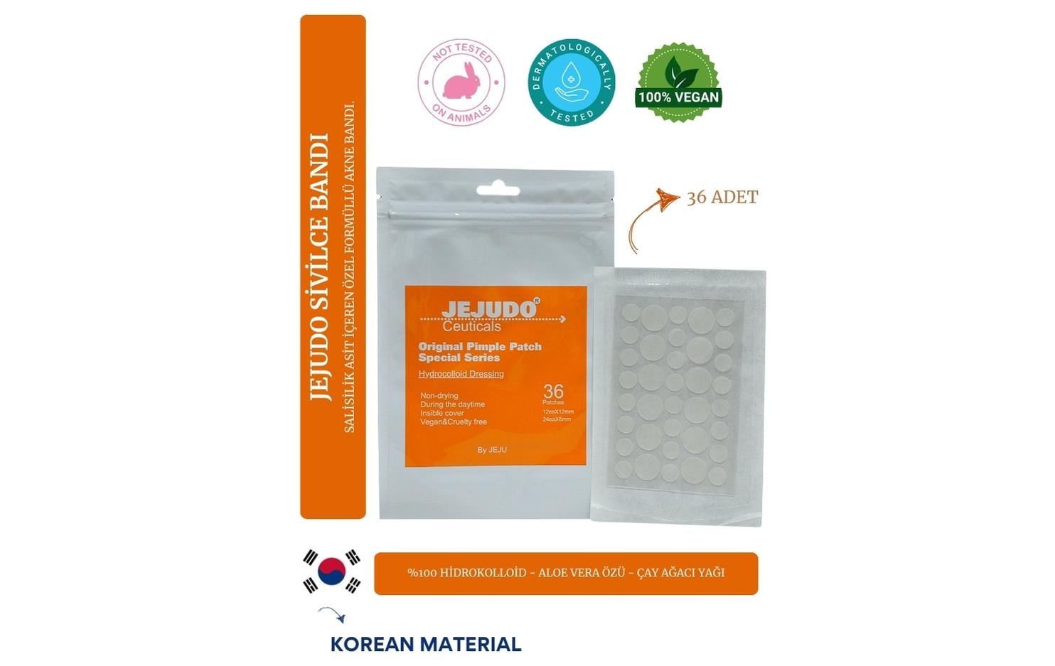 JEJUDO Ceuticals Original Pimple Patch 2x36 Patch Akne Ve Sivilce Bandı