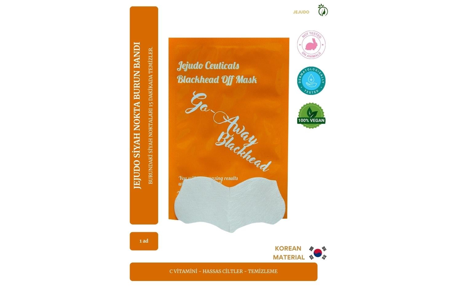 JEJUDO Ceuticals Siyah Noktaları 15 Dk Temizleyen Burun bandı