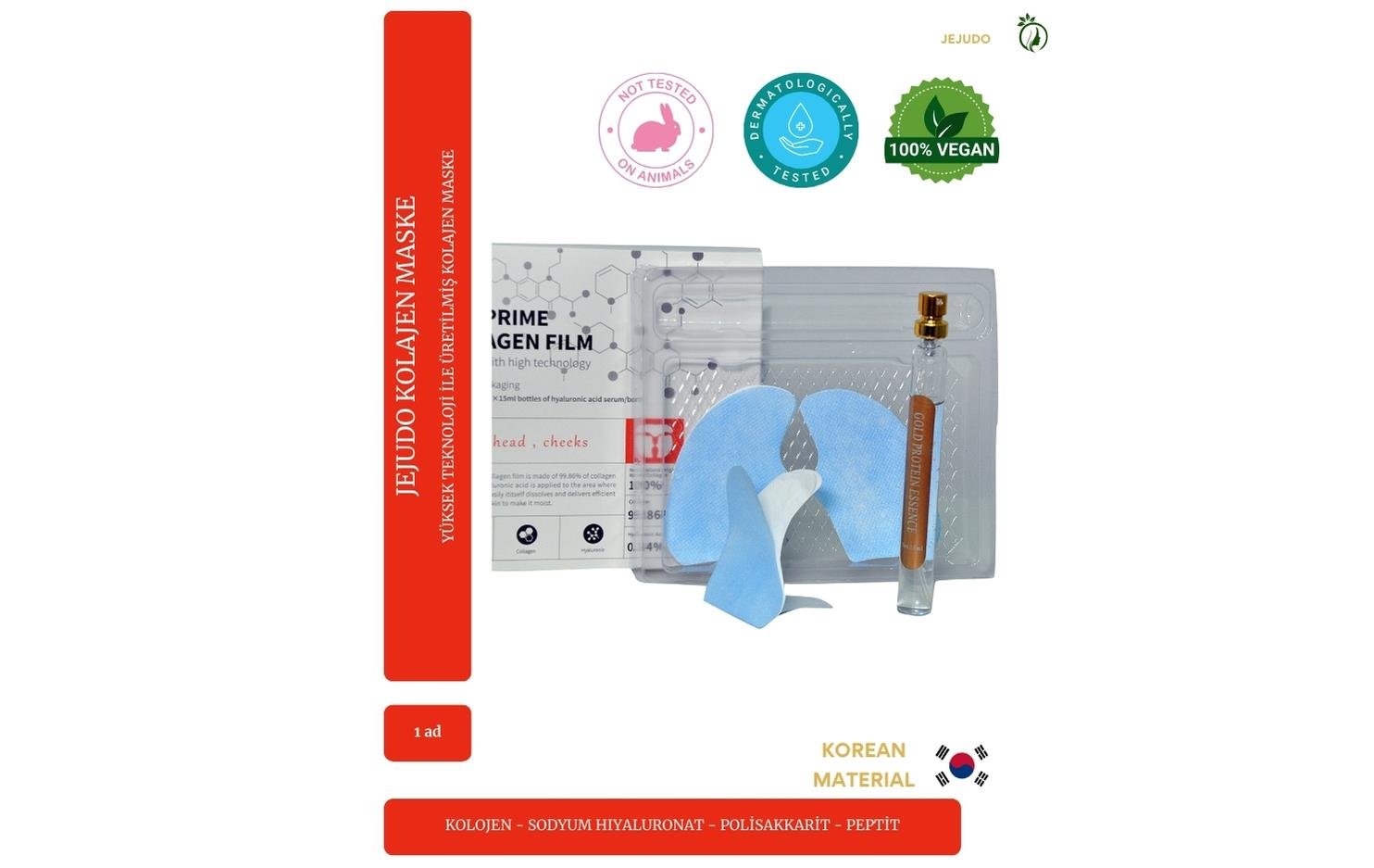 JEJUDO Hıghprıme Collagen Fılm 2 Set (SET :2 YÜZ 1 ALIN) 15ml Altın Kolajen Serum/ Eriyen Maske-kolajen Fim
