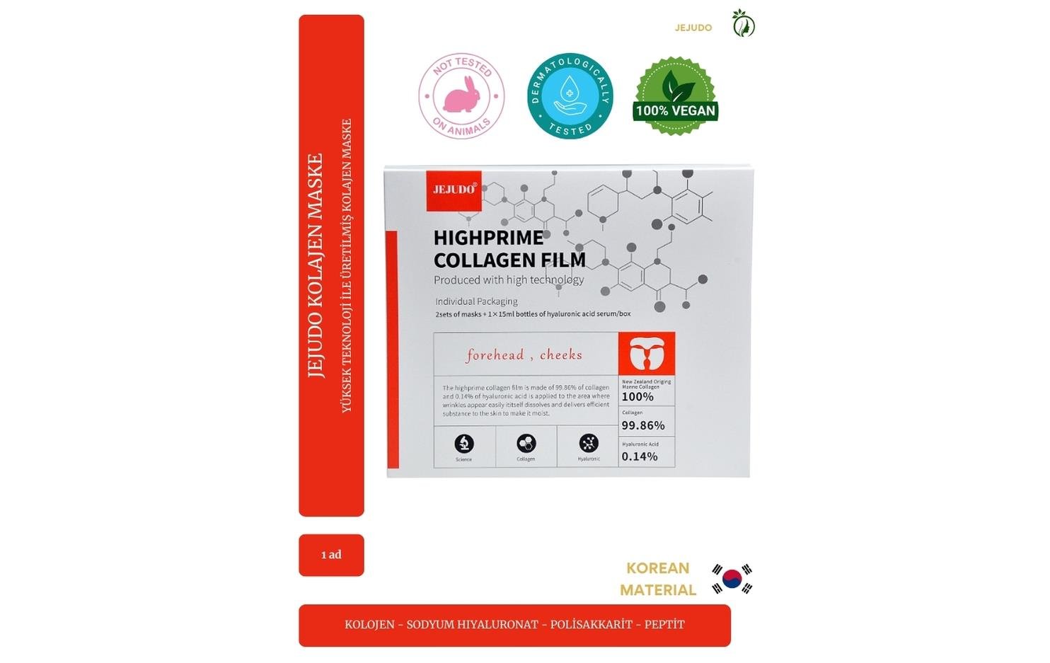 JEJUDO Hıghprıme Collagen Fılm 2 Set (SET :2 YÜZ 1 ALIN) 15ml Altın Kolajen Serum/ Eriyen Maske-kolajen Fim