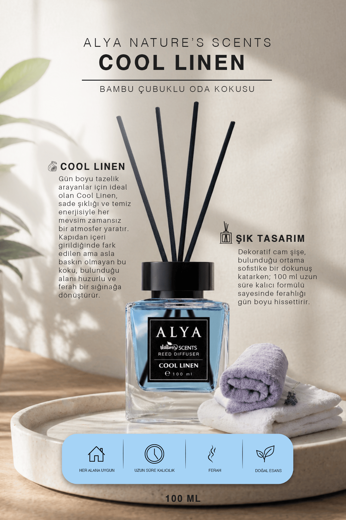 Nature's Scents Cool Linen Bambu Çubuklu Oda Kokusu