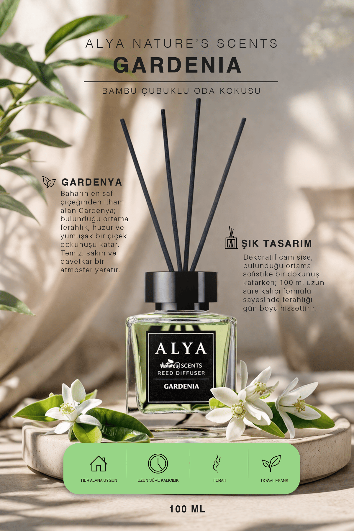 Nature's Scents Gardenia Bambu Çubuklu Oda Kokusu- Gardenya Kokusu