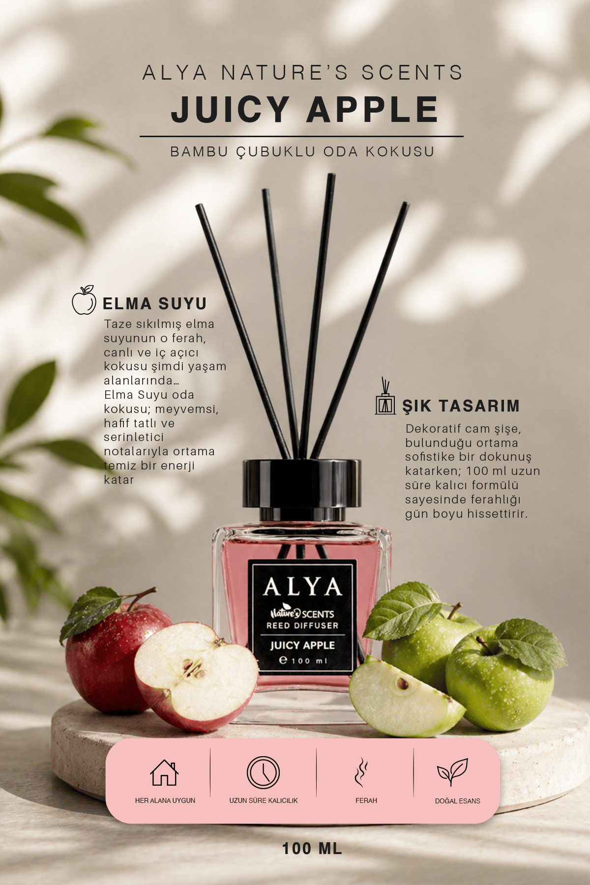 Nature's Scents Juicy Apple Bambu Çubuklu Oda Kokusu- Elma Kokusu