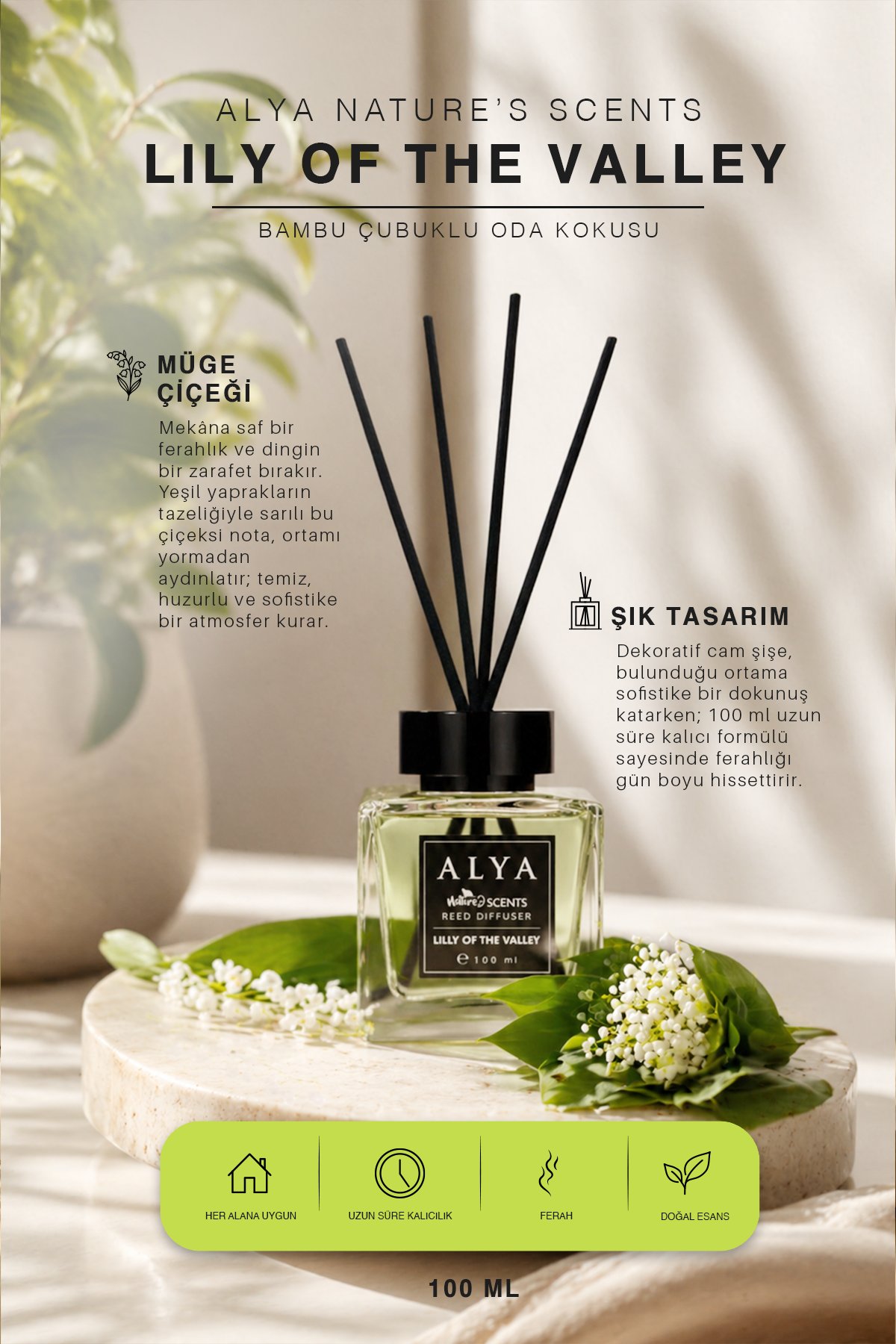 Nature's Scents Lilly Of The Valley Bambu Çubuklu Oda Kokusu - Müge Çiçeği Kokusu