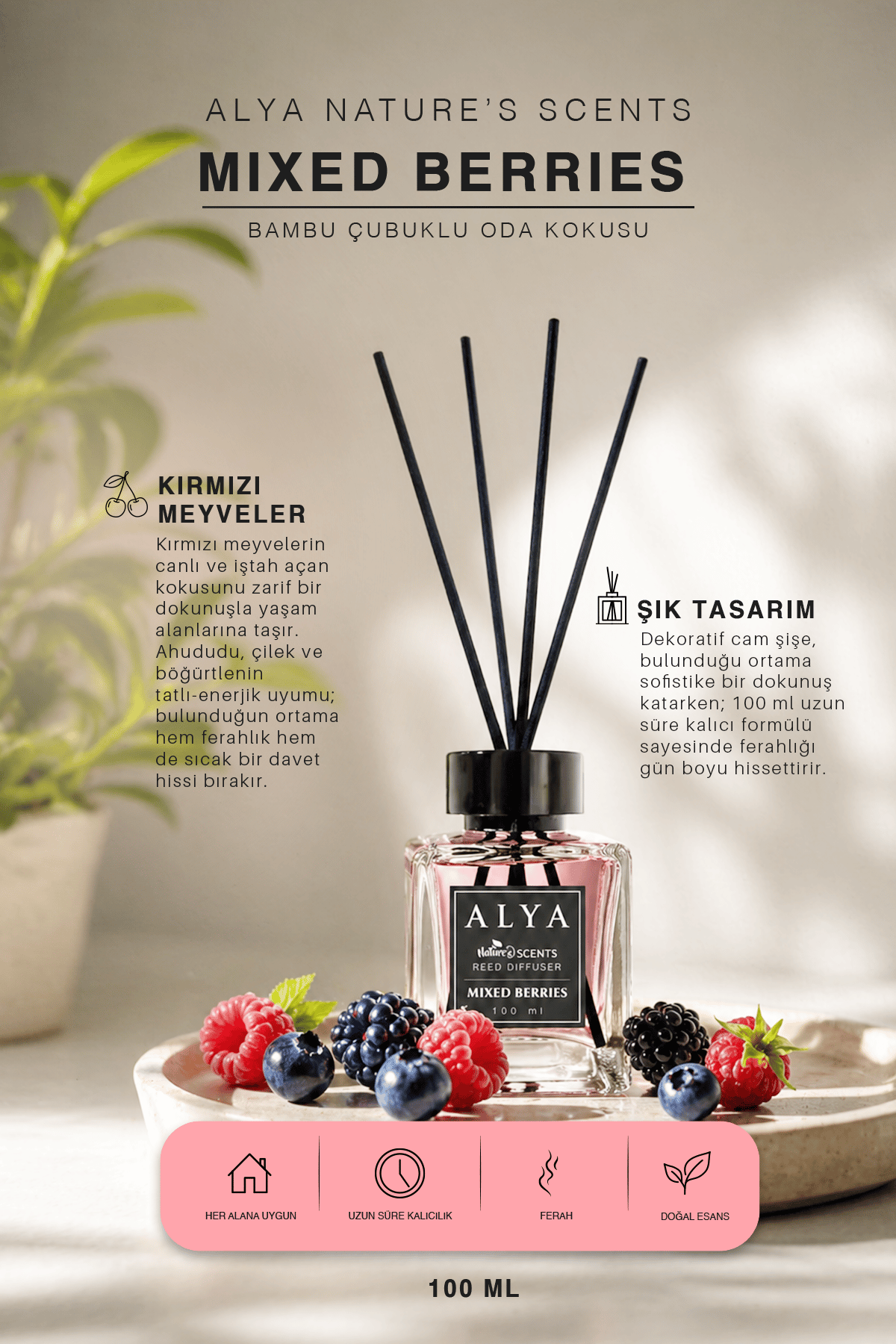 Nature's Scents Mixed Berries Bambu Çubuklu Oda Kokusu- Karışık Meyve Kokusu