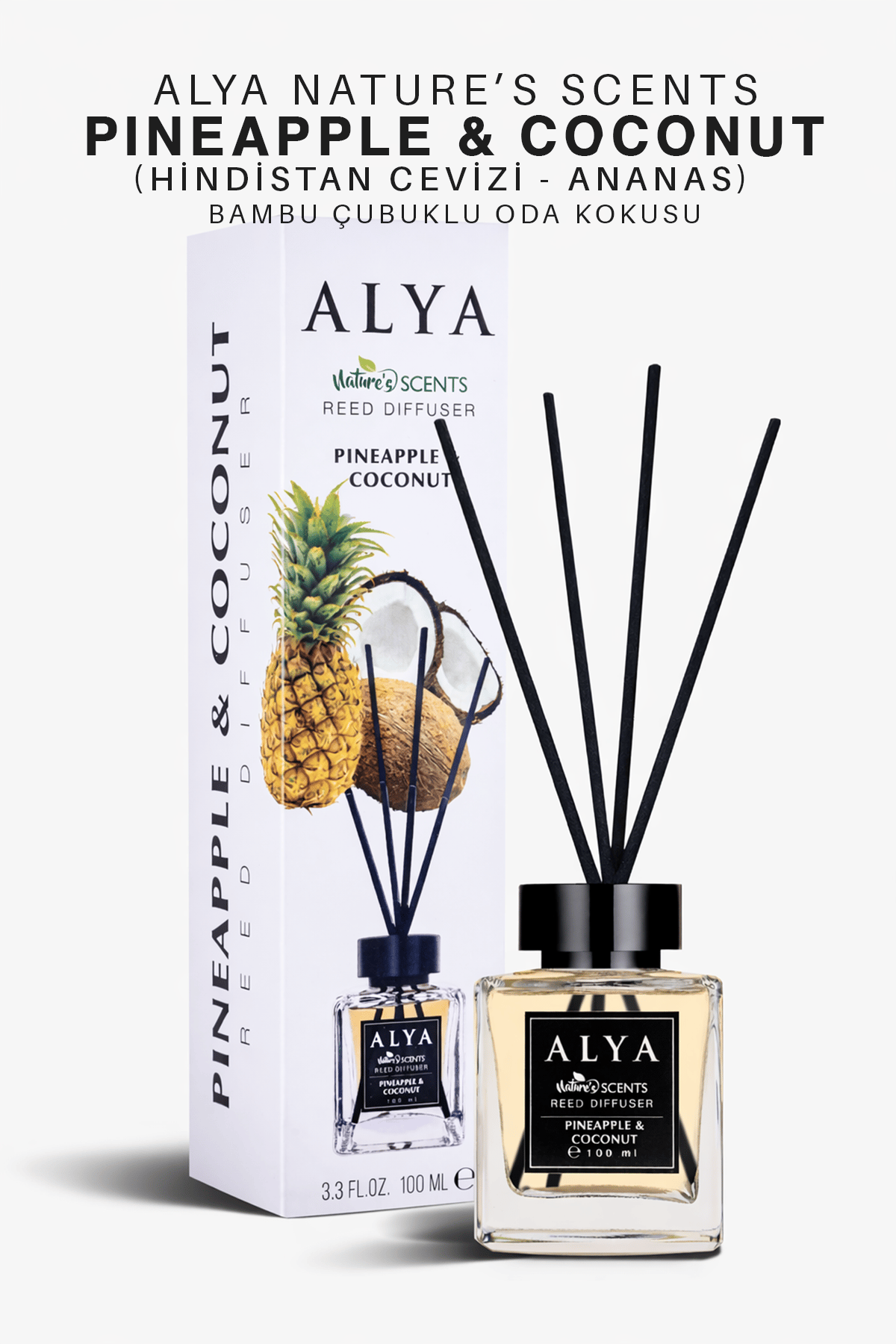 Nature's Scents Pineapple & Coconut Bambu Çubuklu Oda Kokusu- Ananas & Hindistan Cevizi Kokusu
