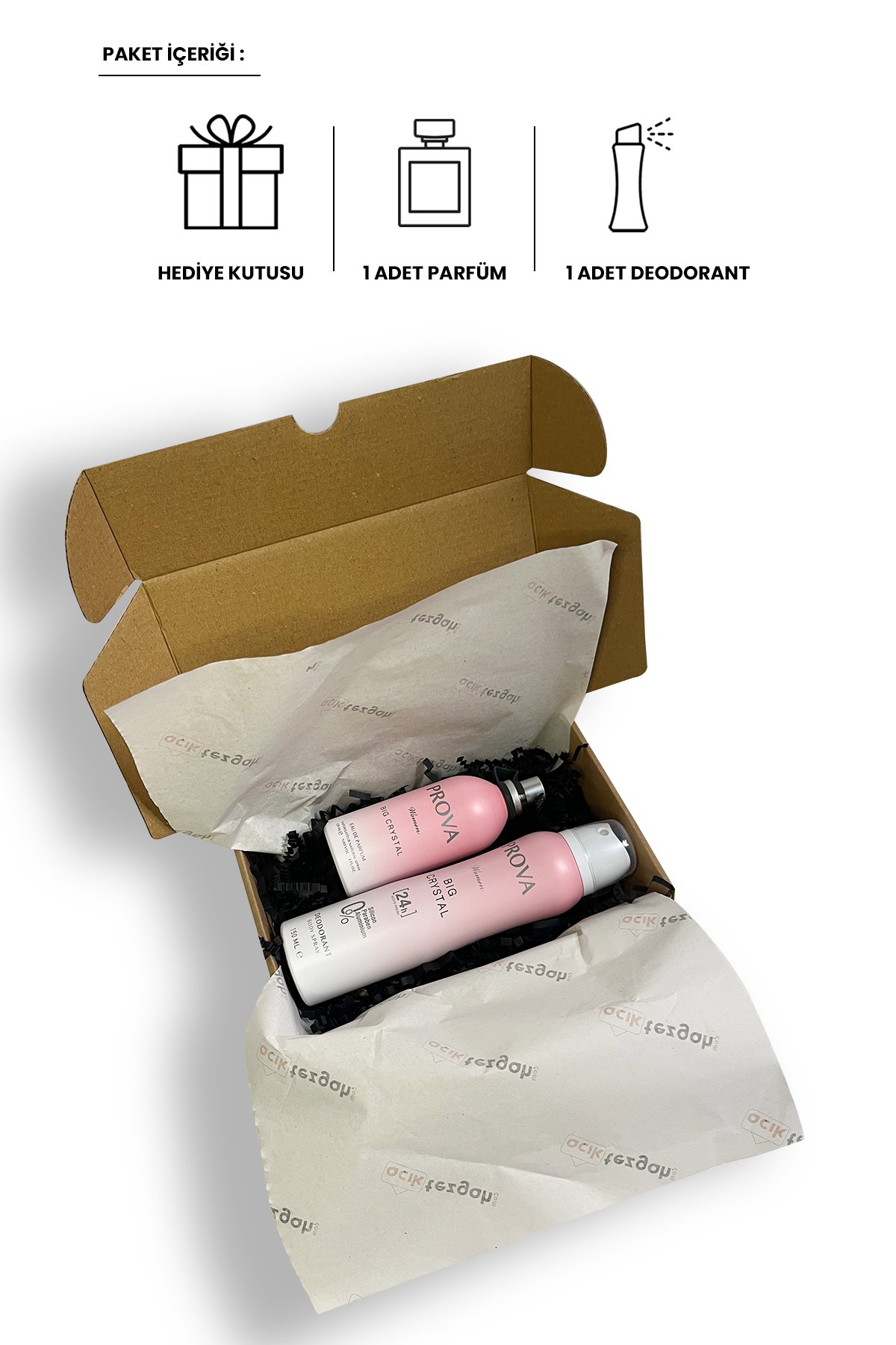 Sevgililer Gününe Özel Hediye Kutulu Prova Big Crystal EDP Kadın Parfüm 120 ml ve Deodorant 150 ml