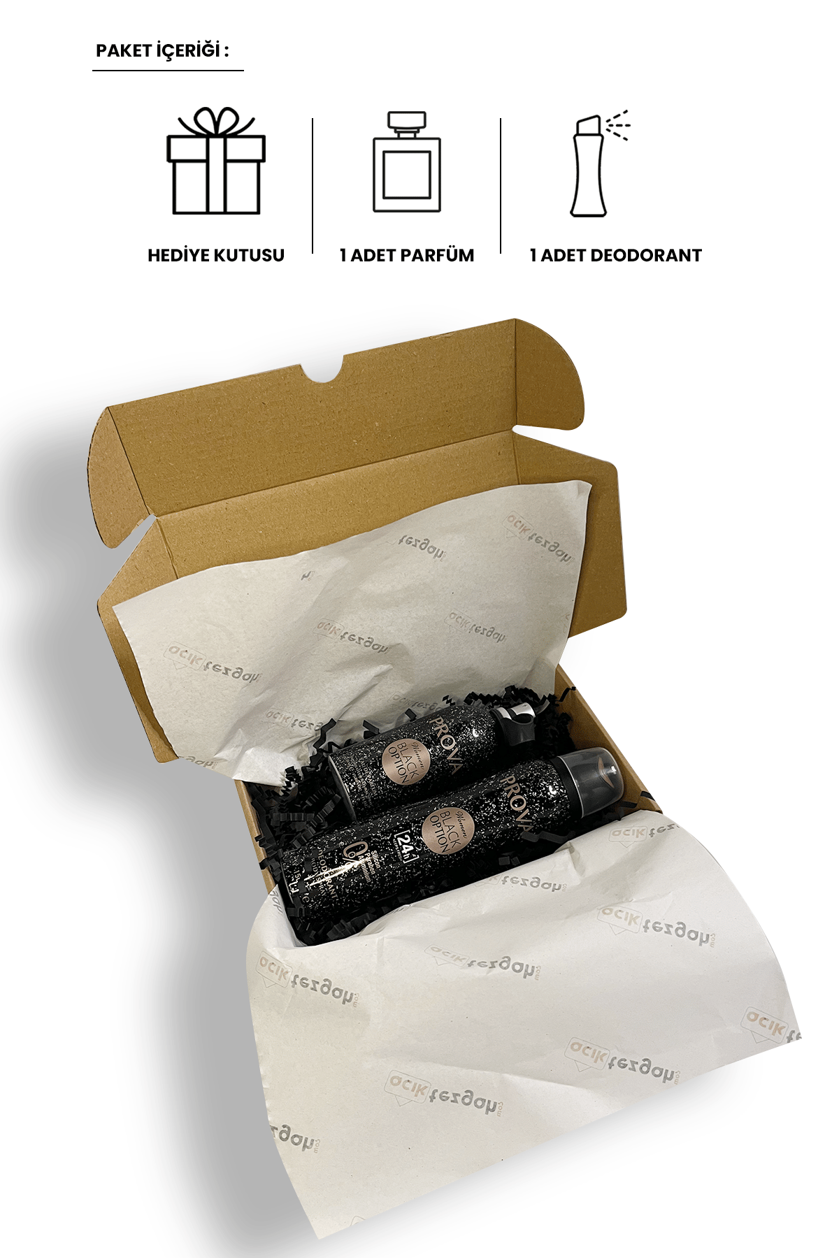 Sevgililer Gününe Özel Hediye Kutulu Prova Black Option EDP Kadın Parfüm 120 ml ve Deodorant 150 ml