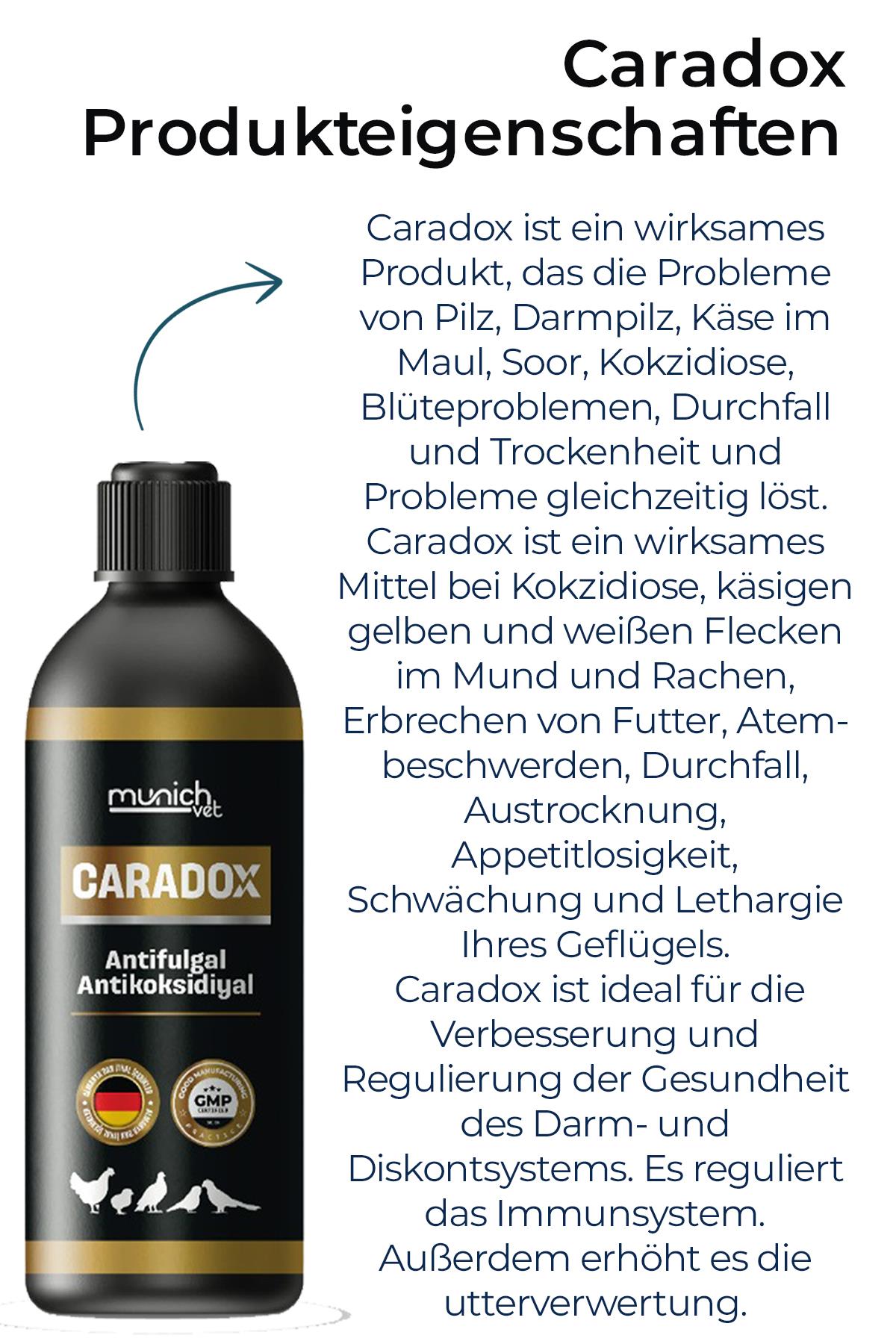 4 Geflügel Set 500 ml Caradox Darmpilz Neftor Keuchhusten Alfamin Durchfall Farmatom Vitamin