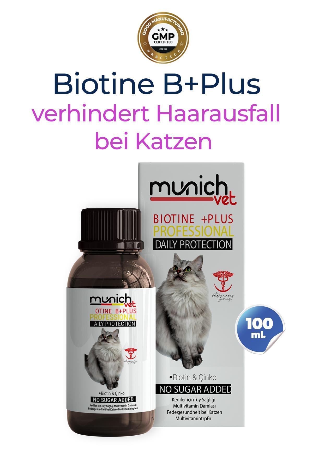 Katzenset mit 3 Biotin-Plus-Tropfen Multi-Vitamin-Malzpaste
