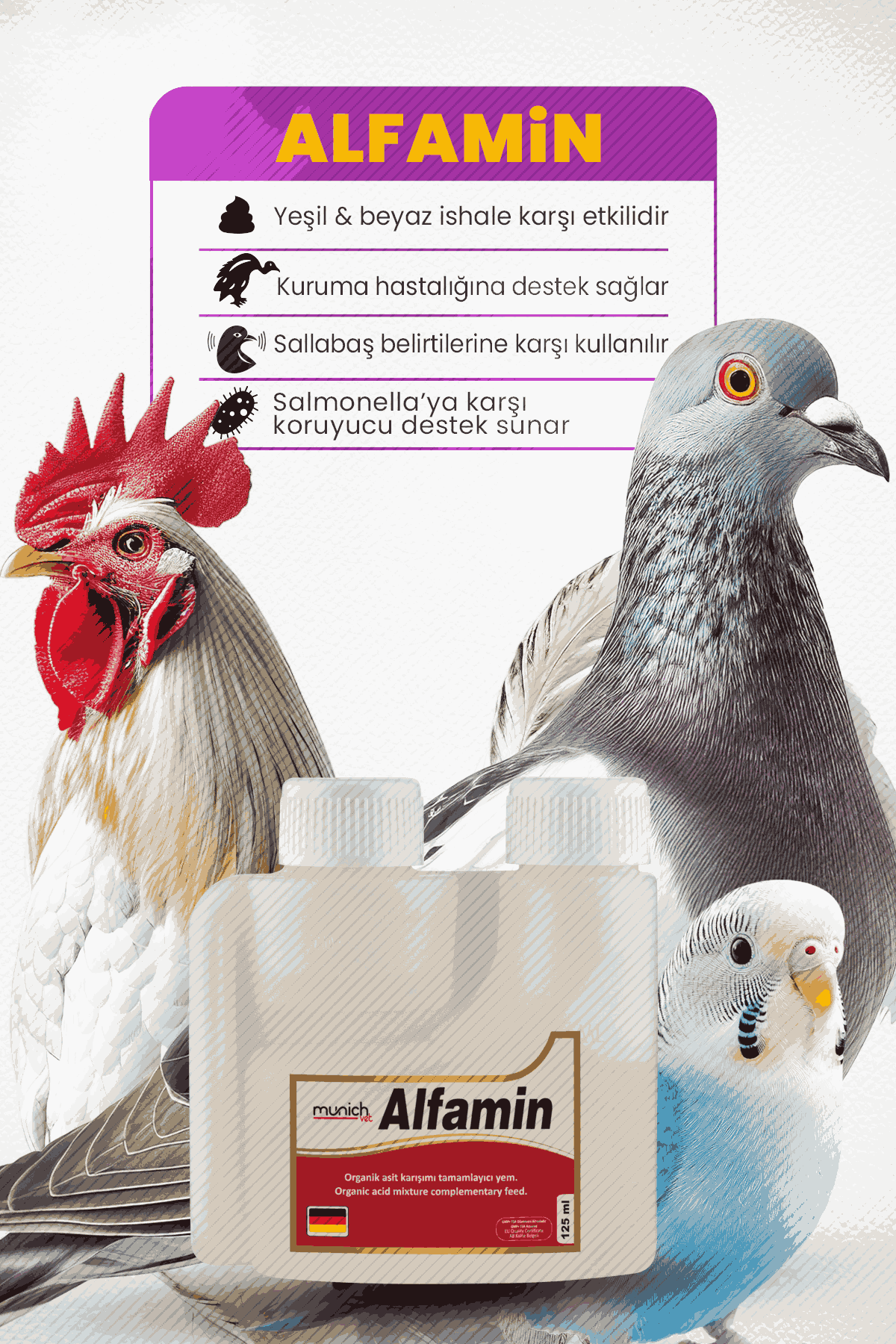 Munich Vet Alfamin İshal Sallabaş ve Kuruma Ürünü 125 ml