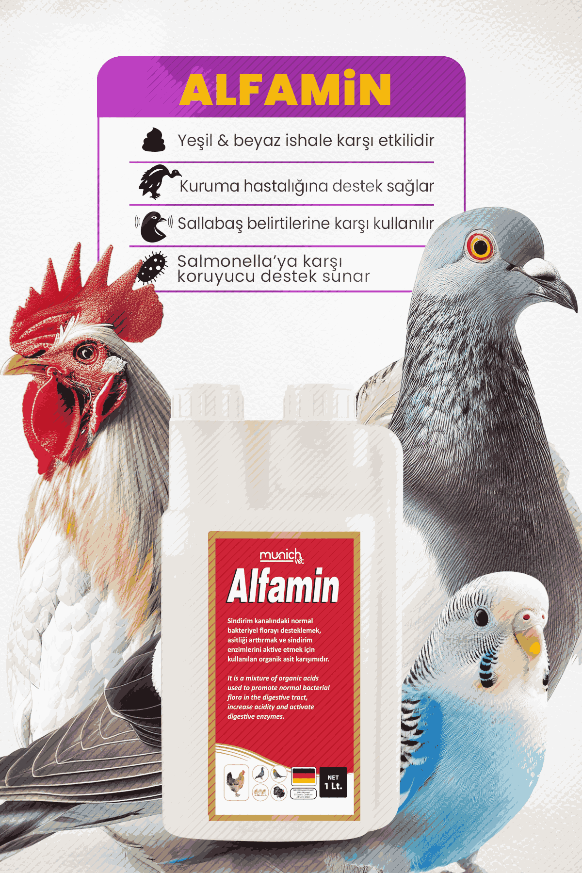 Munich Vet Alfamin İshal Sallabaş ve Kuruma Ürünü 1000 ml