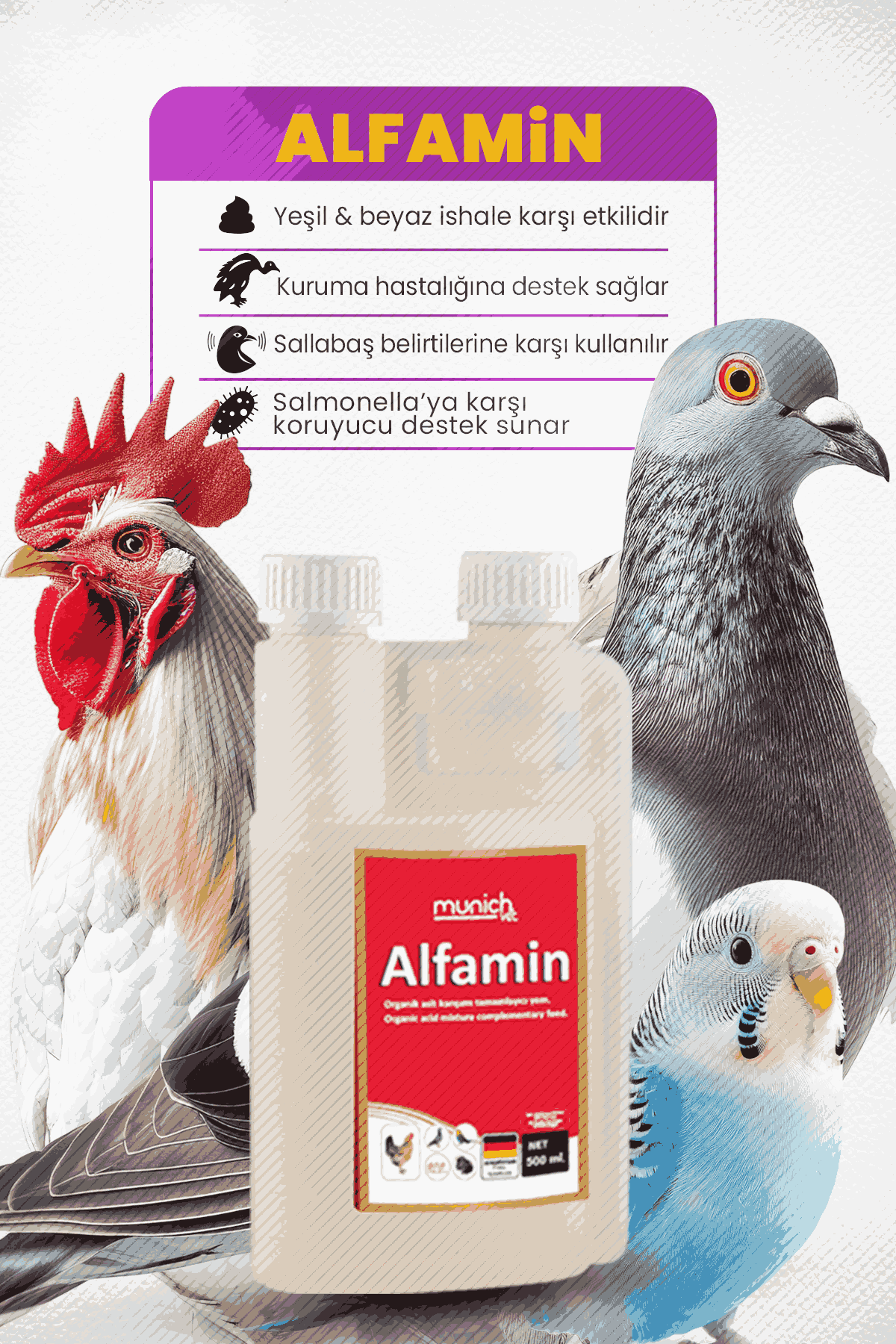 Munich Vet Alfamin İshal Sallabaş ve Kuruma Ürünü 500 ml