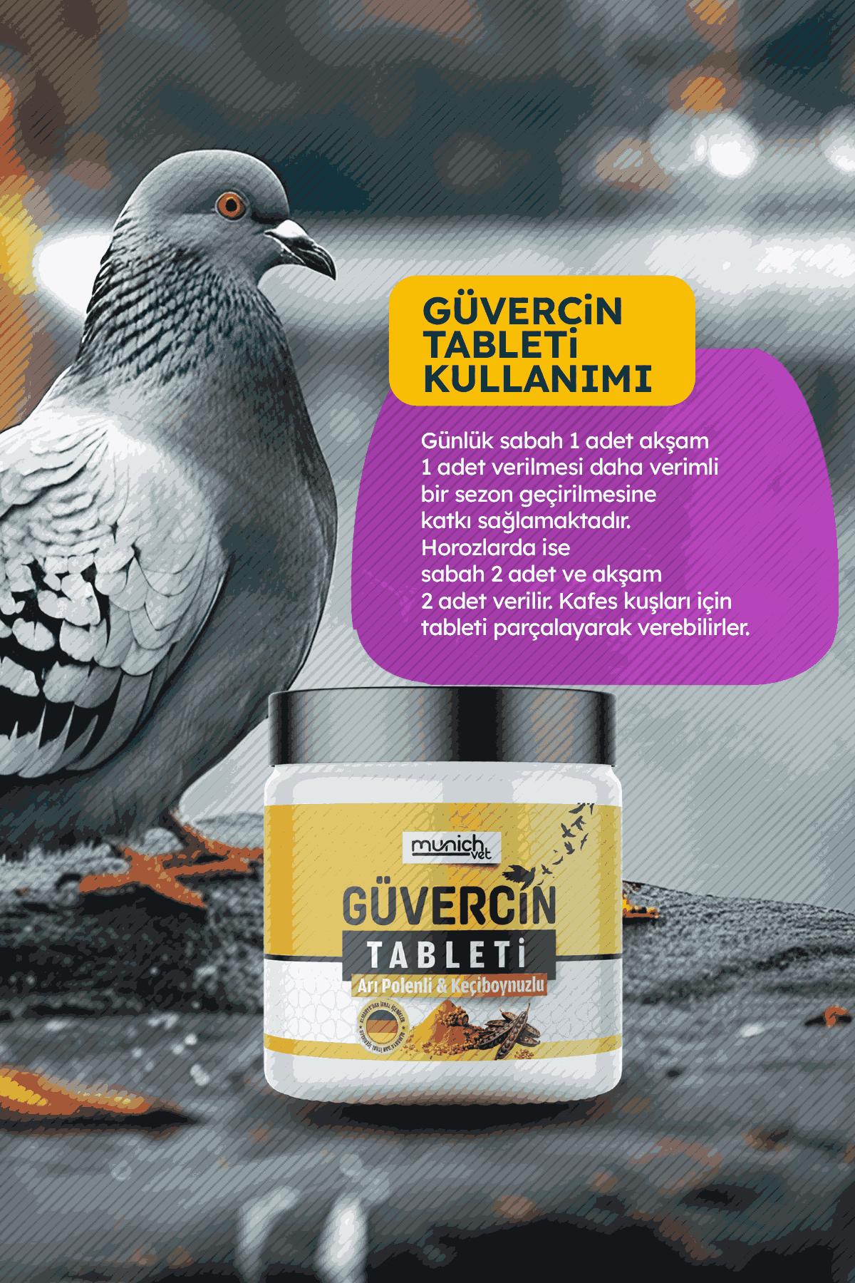 Munich Vet Arı Polenli Keçiboynuzlu Güvercin Tableti