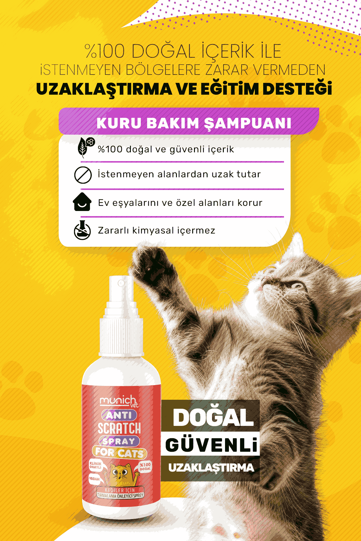 Munich Vet Doğal Kedi Uzaklaştırıcı Ve Eğitim Spreyi 150 Ml