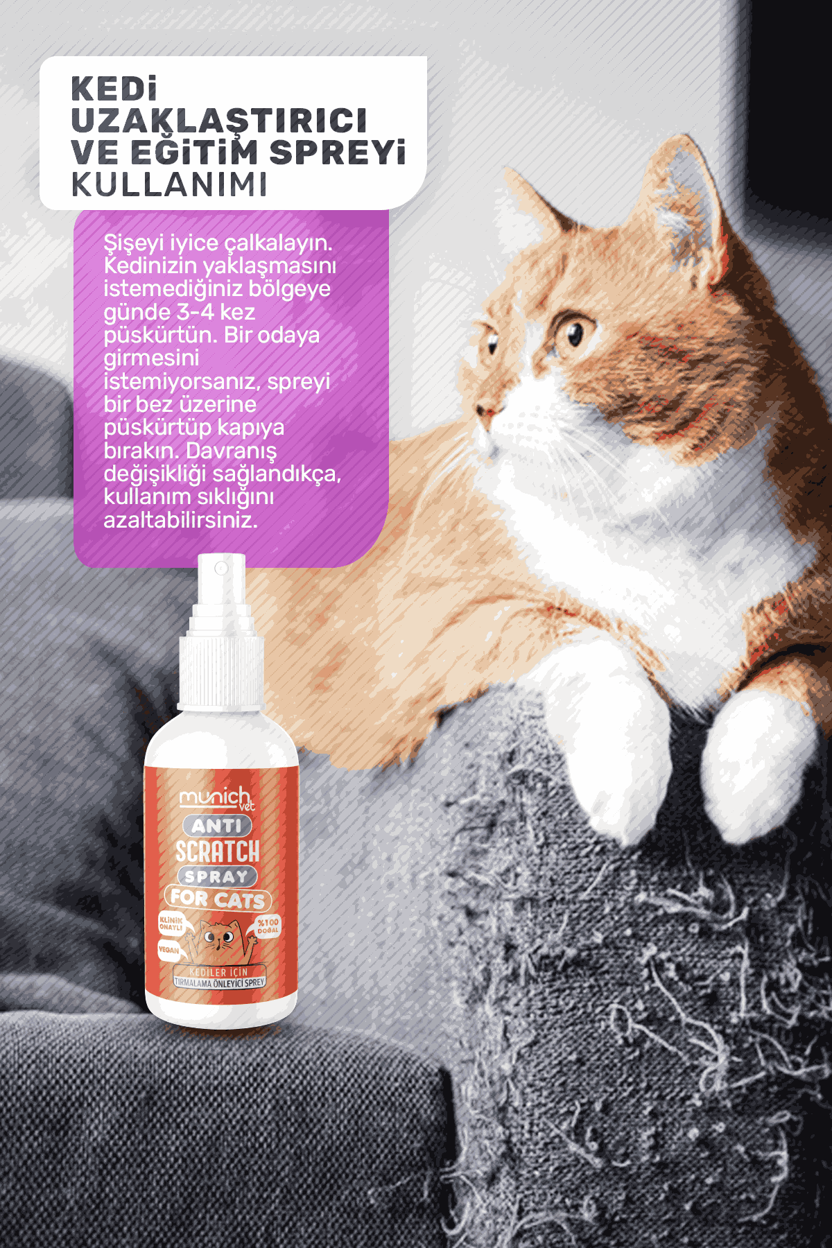 Munich Vet Doğal Kedi Uzaklaştırıcı Ve Eğitim Spreyi 150 Ml