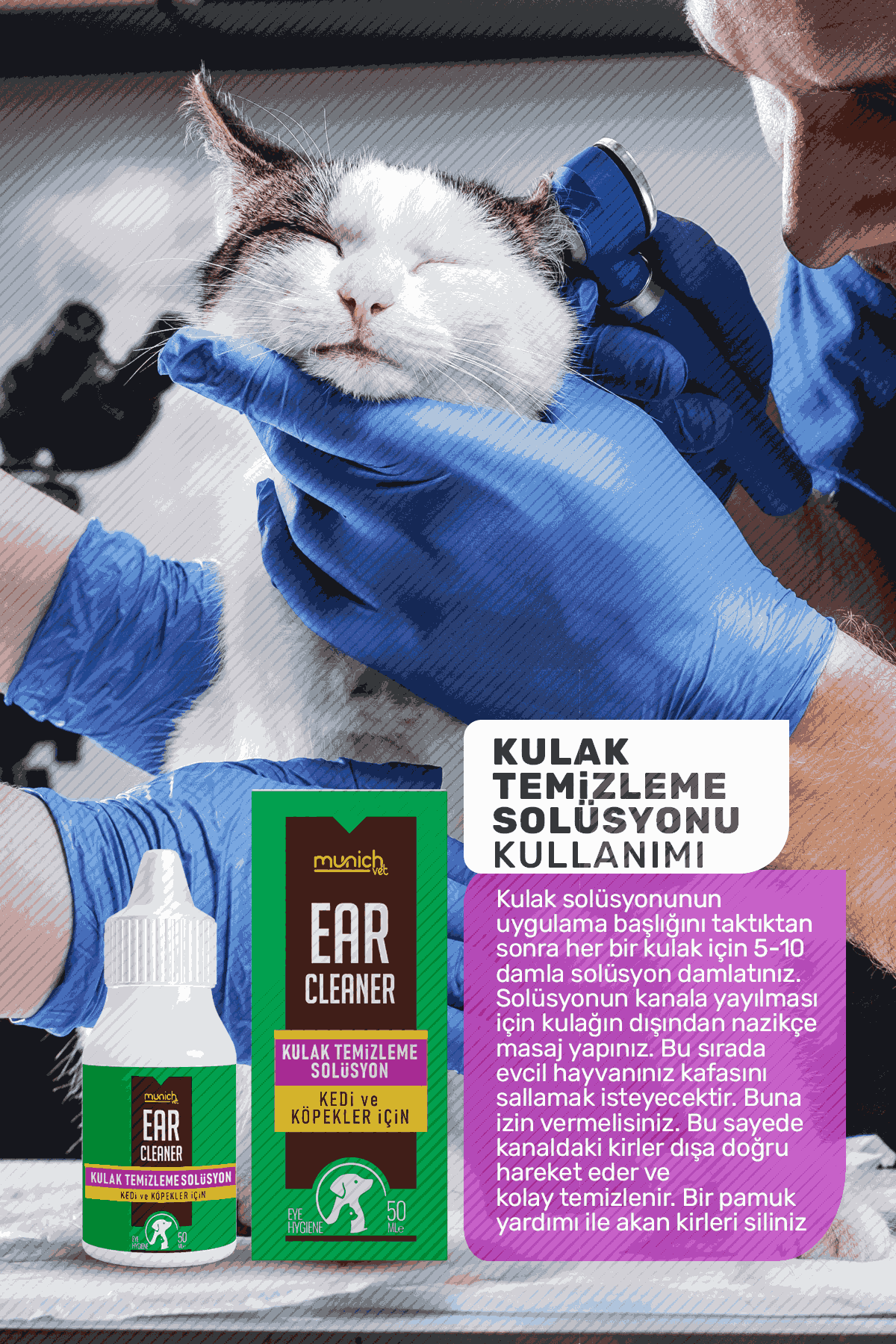 Munich Vet Ear Clean Kedi Kulak Temizleme Solüsyonu 50 ml