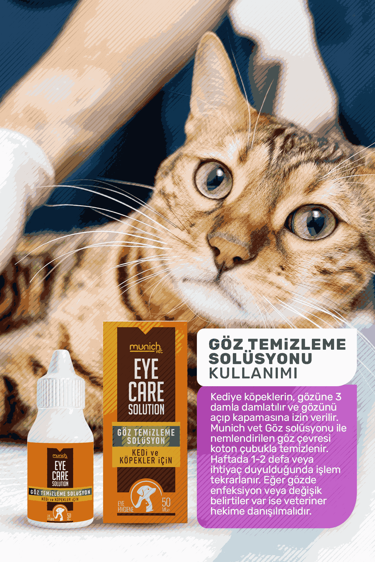 Munich Vet Eye Clean Kedi Göz Temizleme Solüsyonu 50 ml