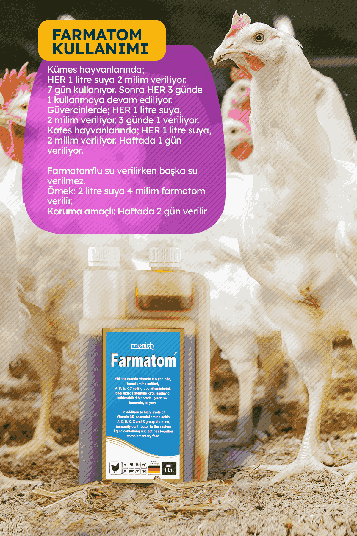 Munich Vet Farmatom Kanatlı Vitamini 1000 ml