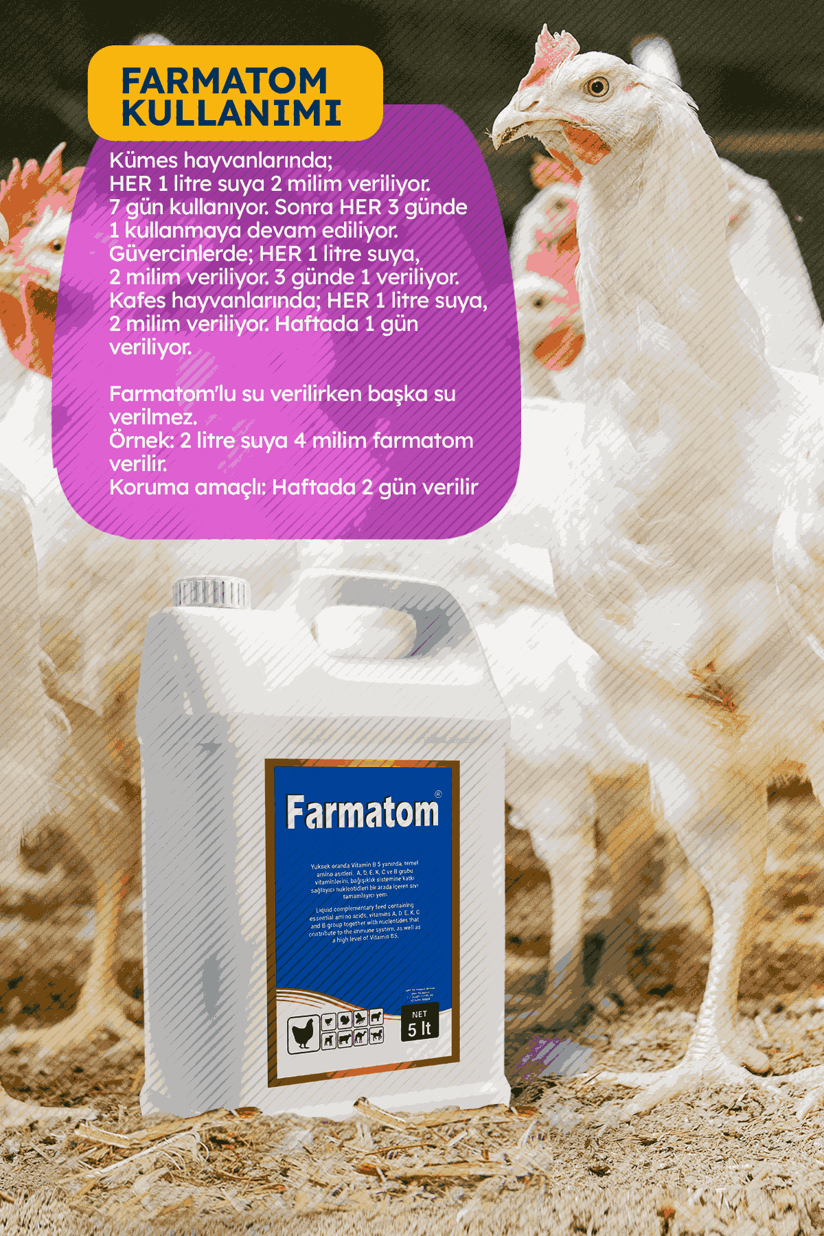 Munich Vet Farmatom Kanatlı Vitamini 5 litre