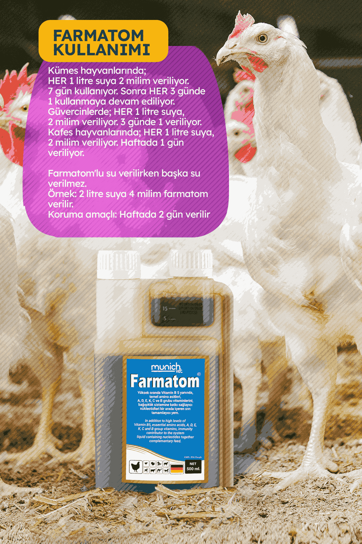 Munich Vet Farmatom Kanatlı Vitamini 500 ml