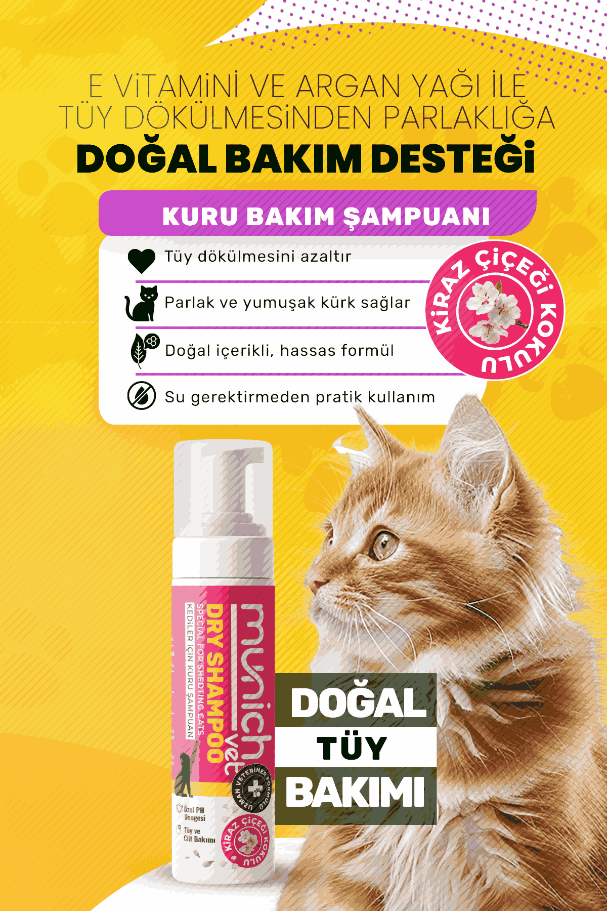 Munich Vet Kuru Bakım Şampuanı Kiraz Çiçeği Kokulu 200 ml