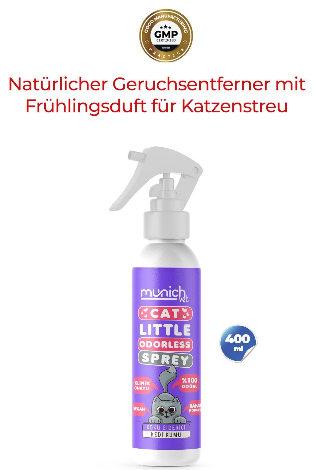 Munich Vet Natürlicher Geruchsentferner mit Frühlingsduft für Katzenstreu – 400 ml